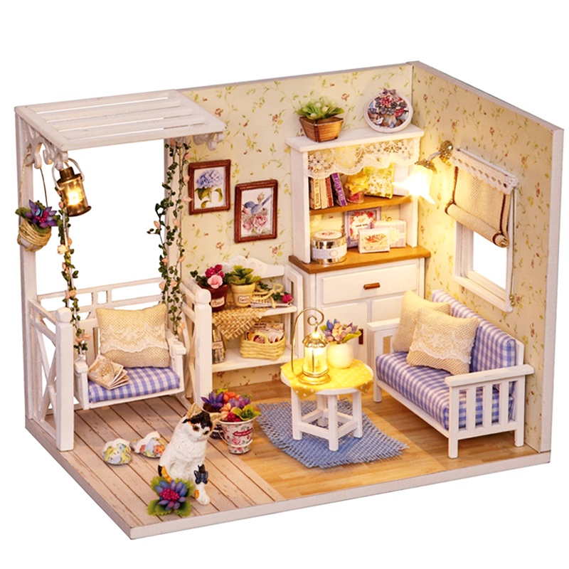 Details about   50% off~DOLLHOUSE MINIATURE KIT– Living Room in the Mornin COVER WITH LIGHTS
