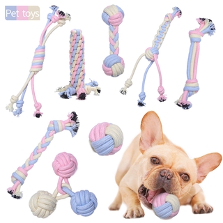 NEW+Funny Creative Pet Puppy Dog Chew Knot Toy Cotton Braided Bone Colorful Rope