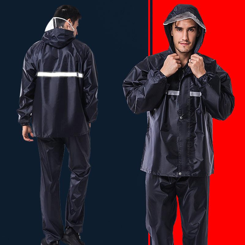 Waterproof Raincoat Set Men Women Thick rainsuit reflective stripe rain