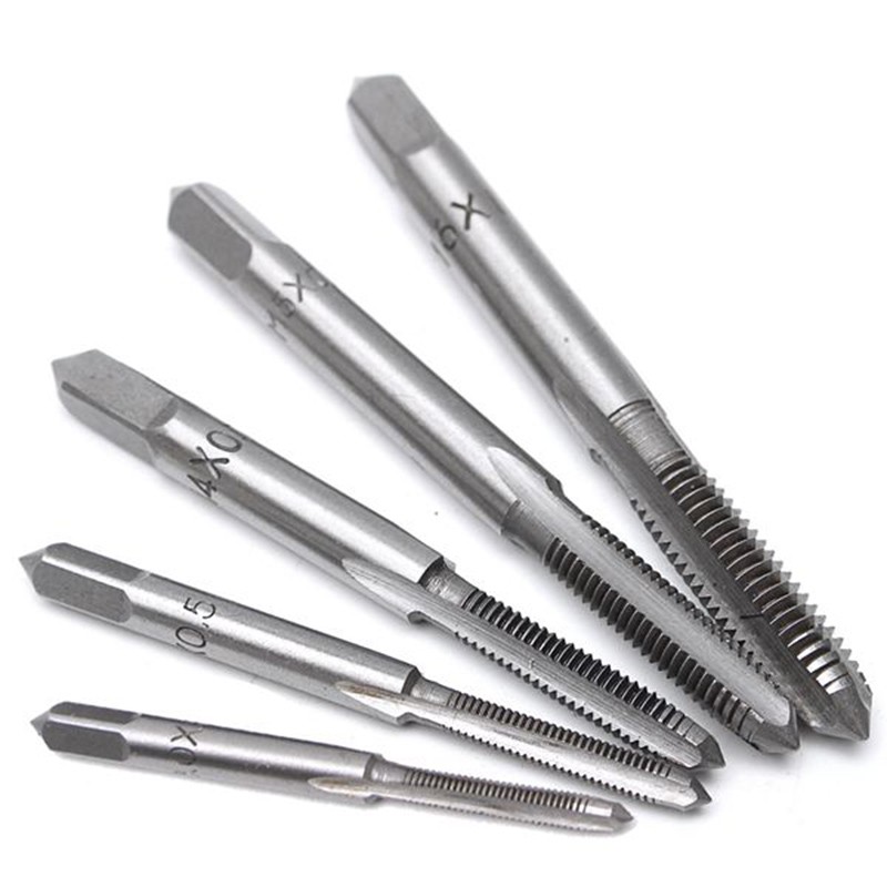 6pcs T-type Machine Hand Screw Tap Wrench M3/M4/M5/M6/M8 Tap Die Set Straight Fluted Screw Thread Metric Plug Tap Drill