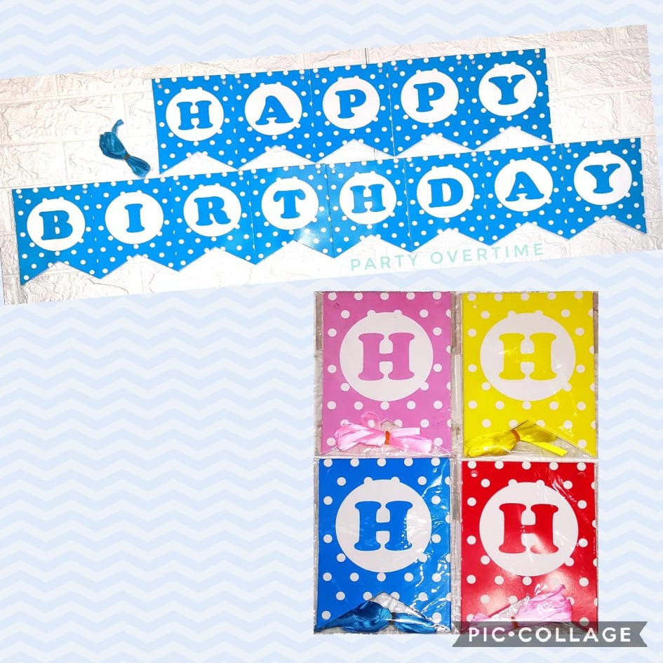 Polka Dots design Happy Birthday Banner Flag Banderitas Party ...