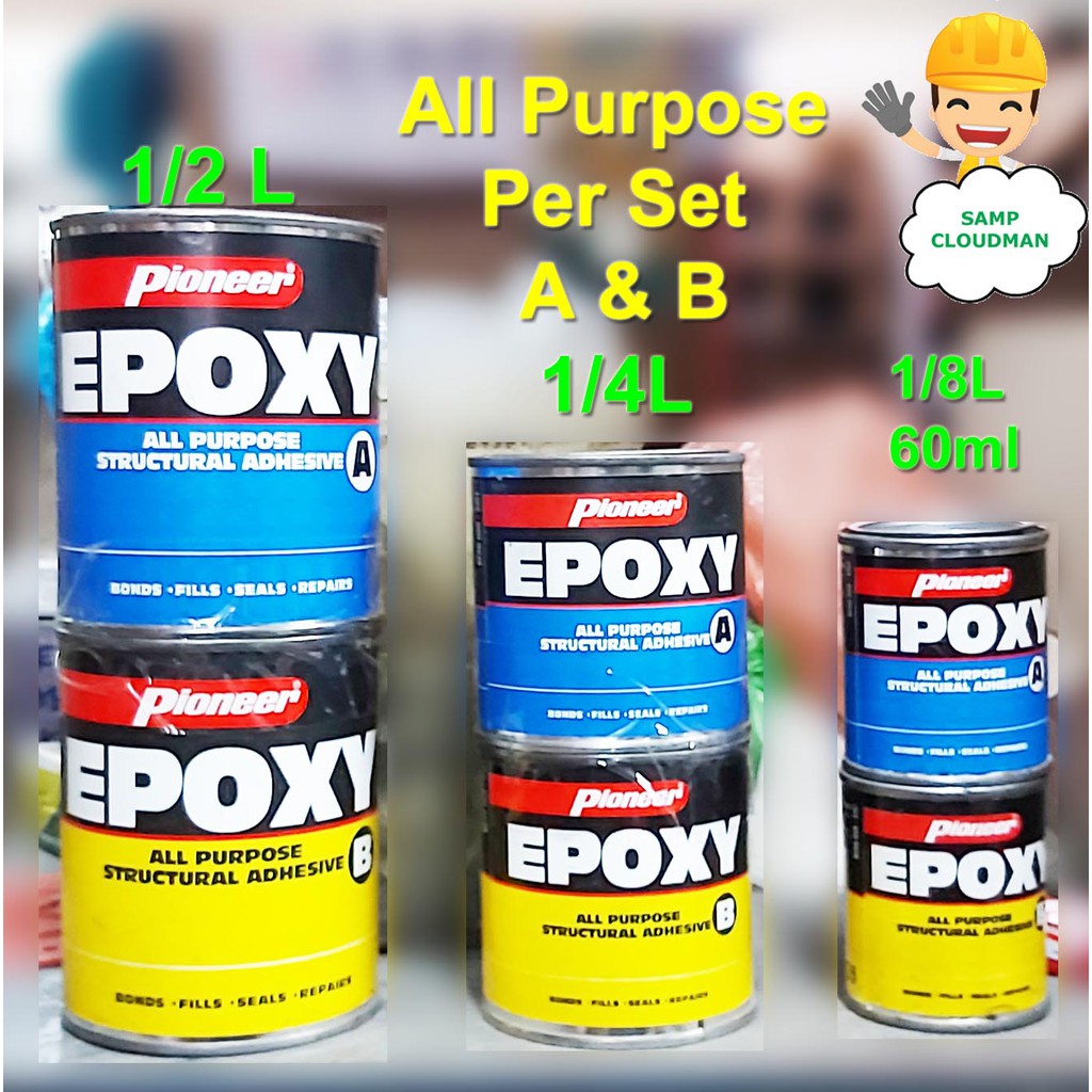 Pioneer Epoxy All Purpose Structural Adhesive A&B 60ml 1/8L 1/4L 1/2L ...