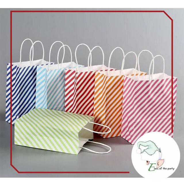 12pc. Stripes Paper Bag with Handle / Loot Bag / Gift Bag | Shopee ...