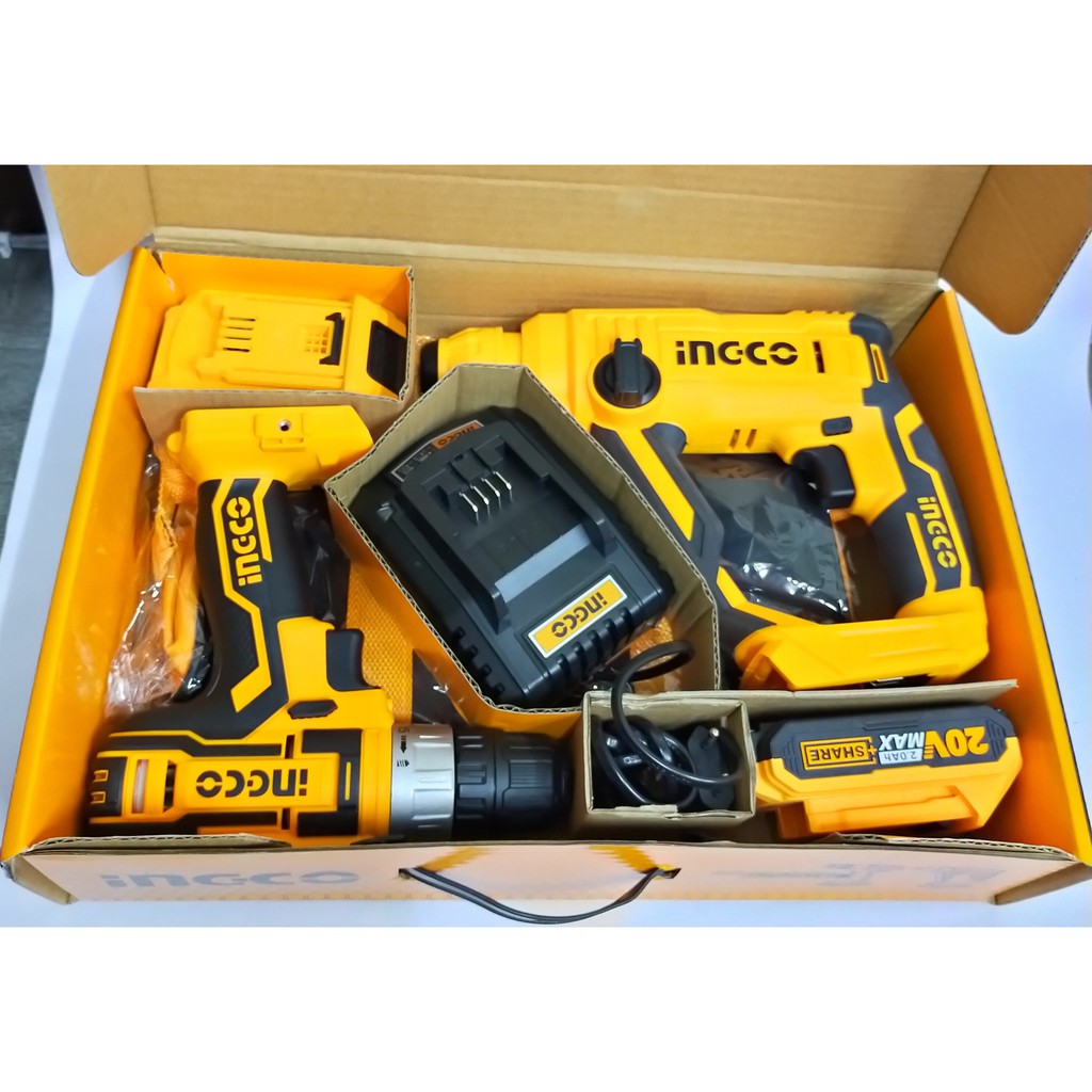 INGCO LITHIUMION CORDLESS Rotary Hammer and Drill with 2 freebies 2