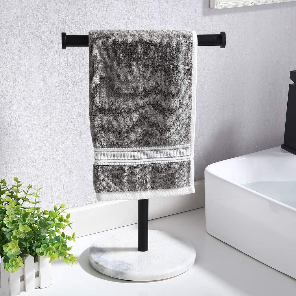 BTH205S10-BZ Umi by  Gold Towel Stand Holder Rack with Marble Base Hand Towels Holders T-Shape 304 Stainless Steel Brushed Brass 