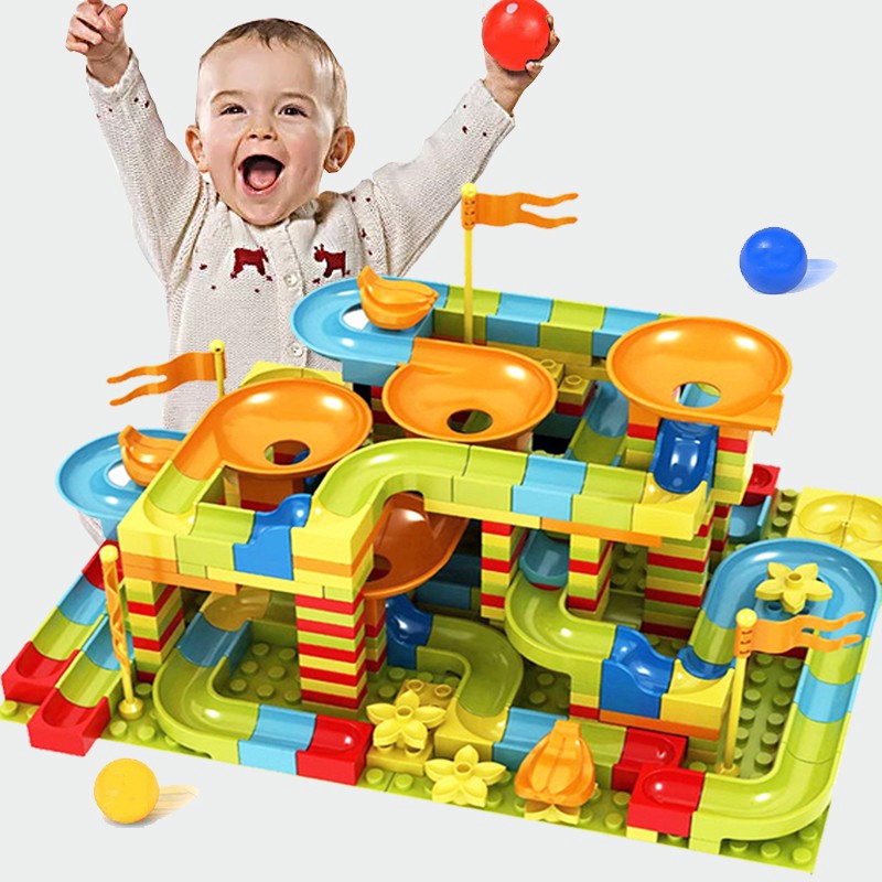 race run maze balls track building blocks