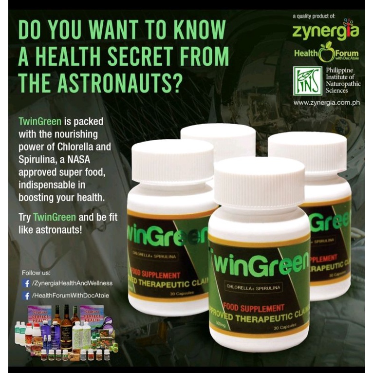 ZYNERGIA Natural Products TwinGreen (Chlorella + Spirulina) by Doc