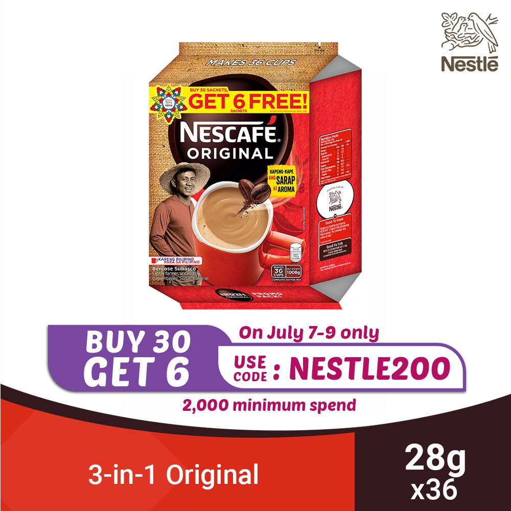 NESCAFE Original 3-in-1 Coffee 28g – Pack of 30+6 | Shopee Philippines
