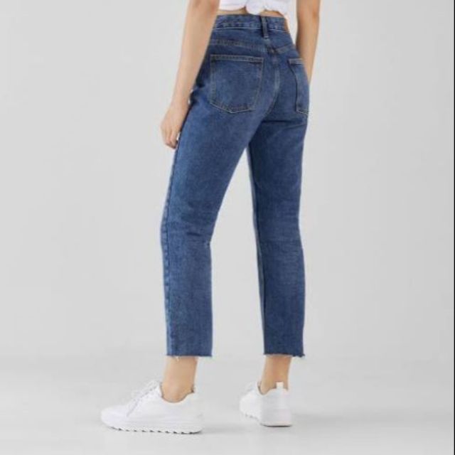 bershka jeans straight cropped