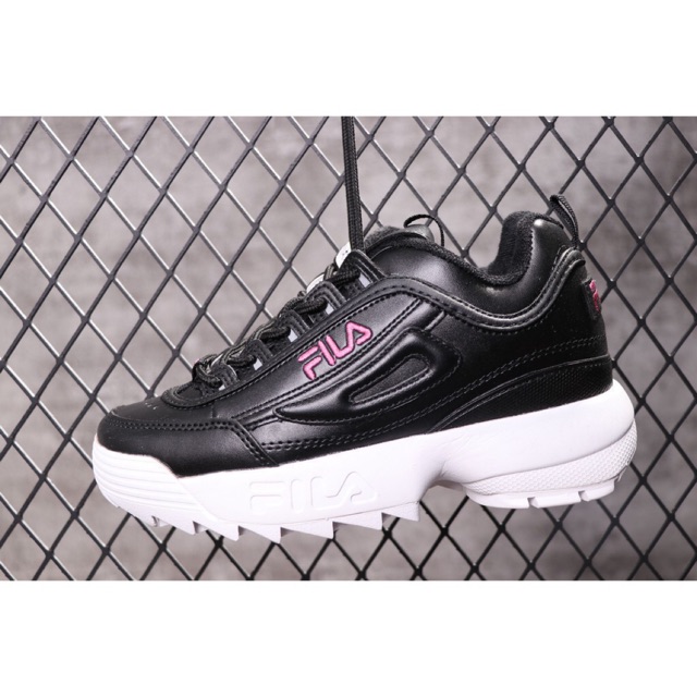 black and pink fila shoes