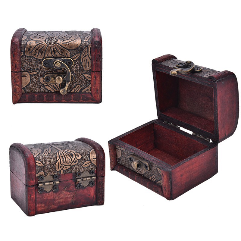 Wooden Treasure Chest Wood Jewellery Storage Box | Shopee Philippines