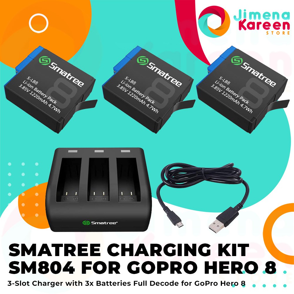 Smatree Sm804 Battery Charger Kit For Gopro Hero 8 Hero 7 Hero 6 Hero 5 Shopee Philippines