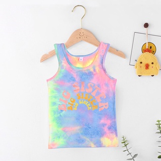 Rainbow Brother Sister Printed Tie Dye Tank Top Baby Romper Summer Sibling Outfit Boy Girl Vest Baby Jumpsuit #4