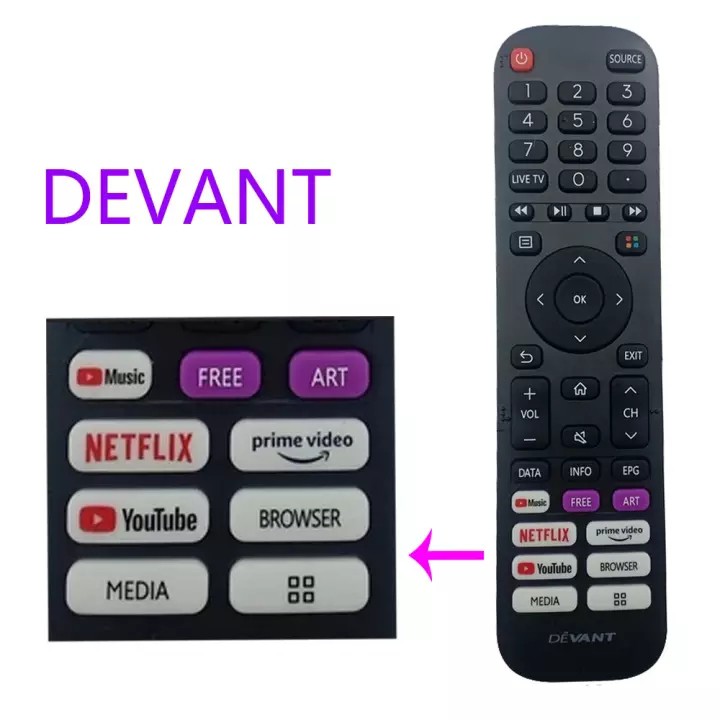 Devant Smart TV remote 32STV103 50QUHV04 55UHD202 43stv103 65QUHV04