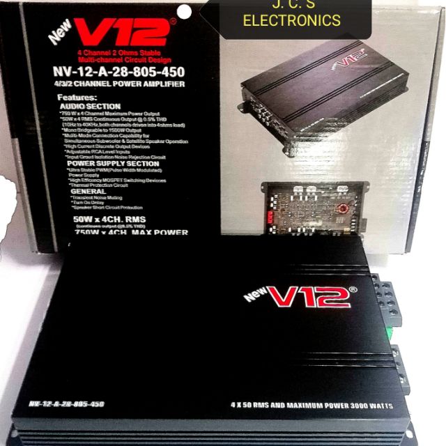 V12 4 CHANNEL CAR AMPLIFIER Shopee Philippines