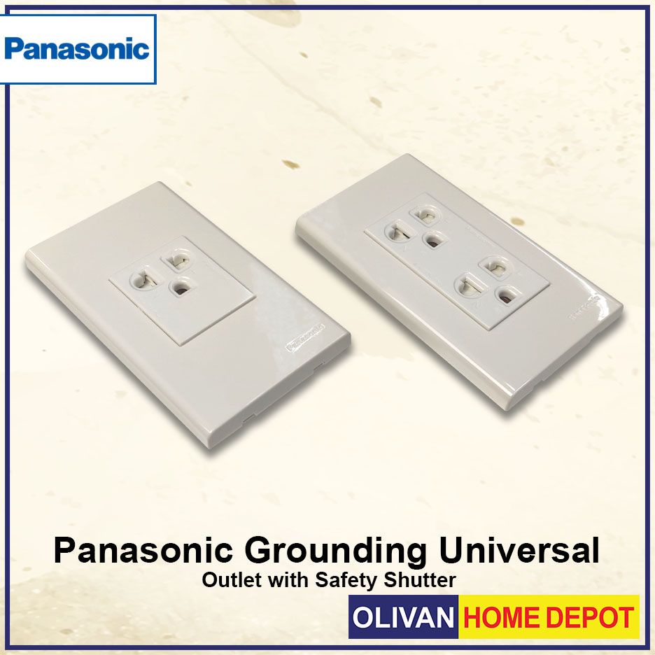PANASONIC 1, 2 Gang Grounding Universal Outlet with Safety Shutter