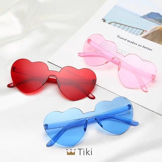 Fashion Love Heart Shape Sunglasses Cute Sexy Retro Love Heart Rimless Sunglasses Female Eyewear | TiKi