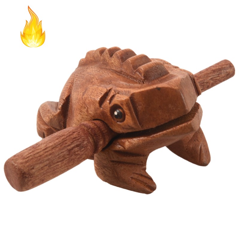 Unique Thailand 2 inch Hand Carved Wooden Frog Musical Instrument Tone Block Red 