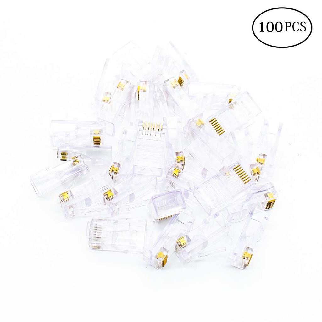 100pcs RJ45 Plug Cat5E Cat5 RJ45 LAN Connector Crystal Head Network