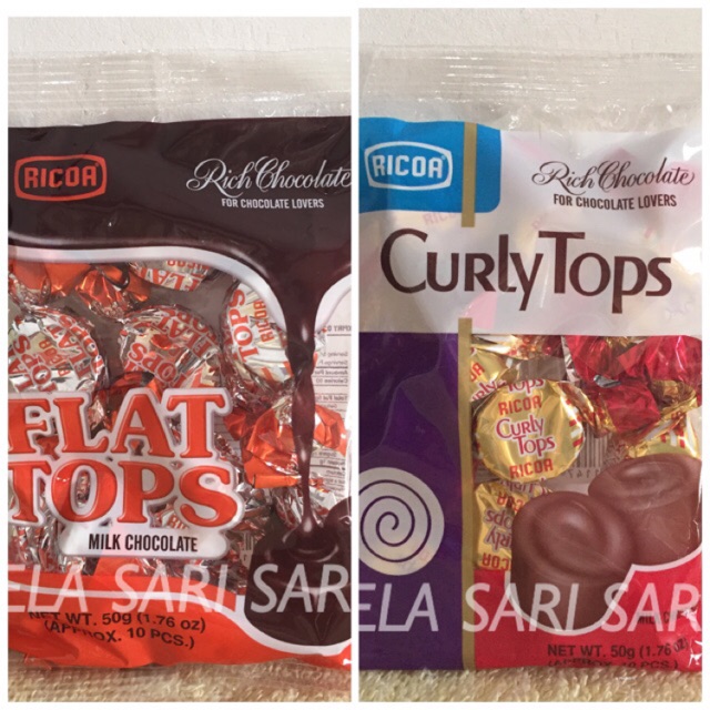 Ricoa FLAT TOPS/CURLY TOPS Milk Chocolate 10pcs/50g Shopee Philippines
