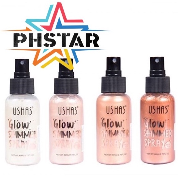 USHAS Glow Diamond Shimmer Body Face Spray Glitter Fragrance Mist 80ml
