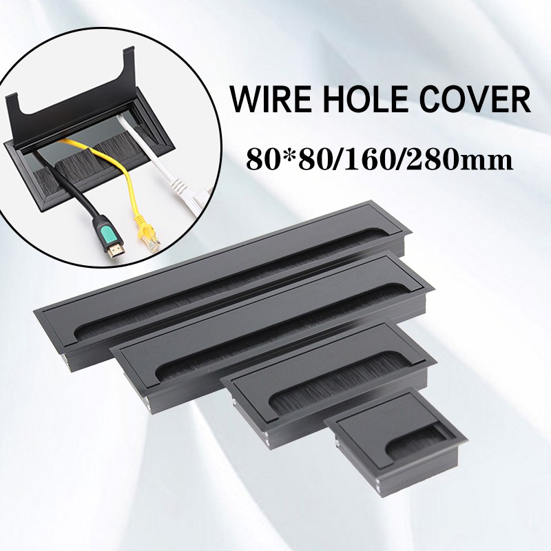 Aluminum Alloy Square Cable Hole Cover Rectangle Wire Holder Wire Outlet Insert Grommet Hole