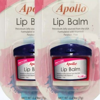 Apollo Lip Balm Pretty Pink 7g Pack of 2 Soothes Dull And Cracked Lips Light Pink Tint