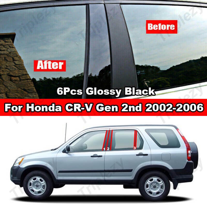 6Pcs Car Window Door Column B C BC Pillar Post Cover Trim for Honda CRV