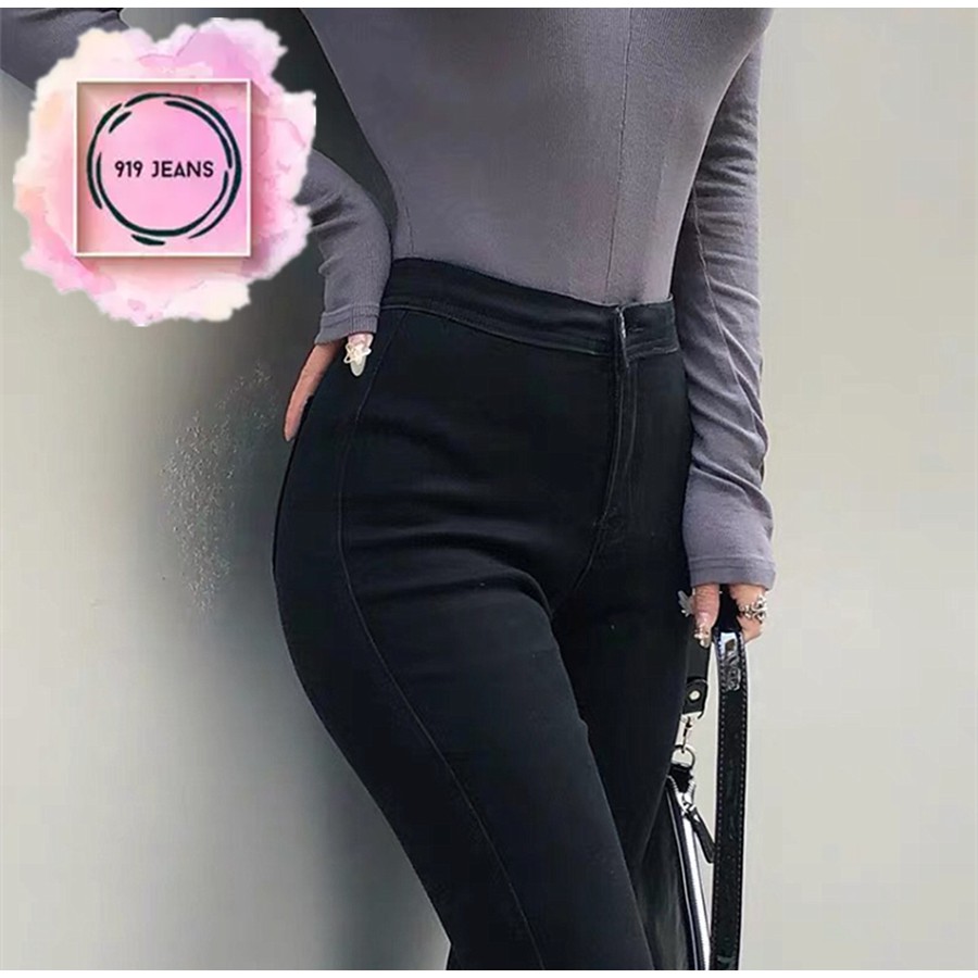 high waisted jeans in black