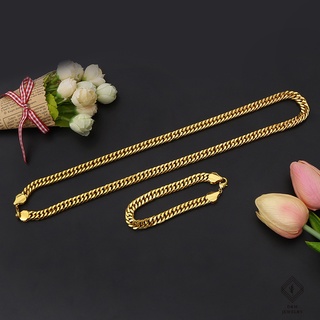 D&M Jewelry Japan 8 Cut Gold Necklace for Men Chain Bracelet 2in1 set Stainless Steel 24inches