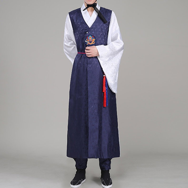 Silk Orthodox Korean Traditional Costume Men Korean Royal Wedding Costume Satin Male Hanbok 2215