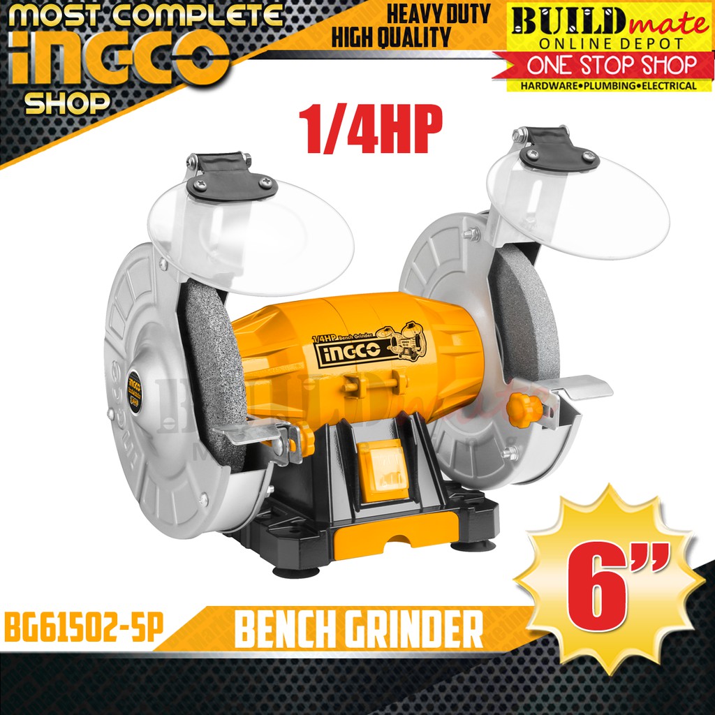 INGCO Bench Grinder 6" 1/4HP BG61502-5P +FREETAPEMEASURE | Shopee