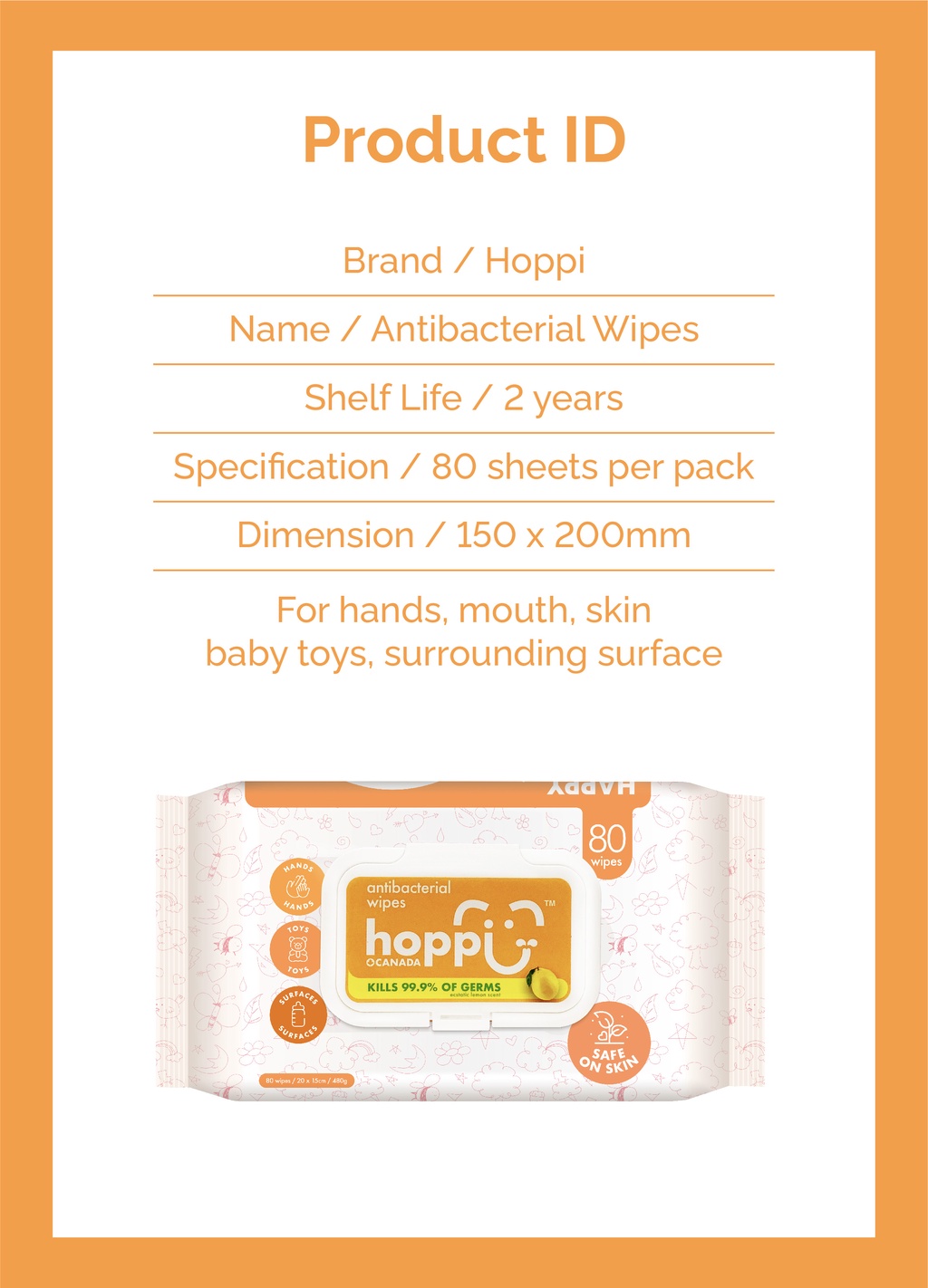 Hoppi Premium Soft and Thick Antibacterial Wipes/Baby Wipes/Wet Wipes