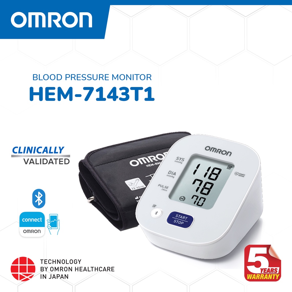 OMRON Automatic Upper Arm Blood Pressure Monitor BP HEM7143T1 Digital