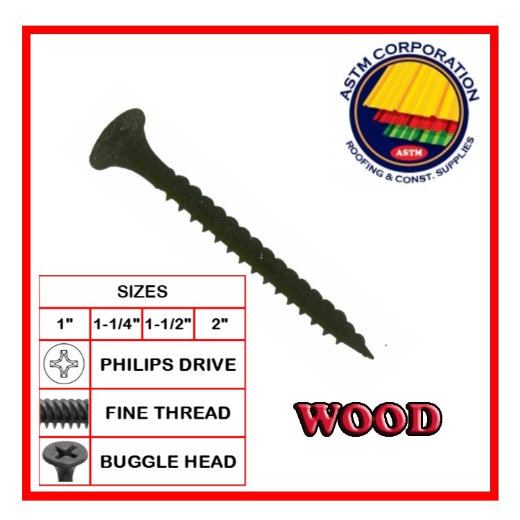 100 Pcs Black Screw 6 X 1 1 2 Inches 40mm Gypsum Screw Drywall Self Tapping For Wood Shopee Philippines