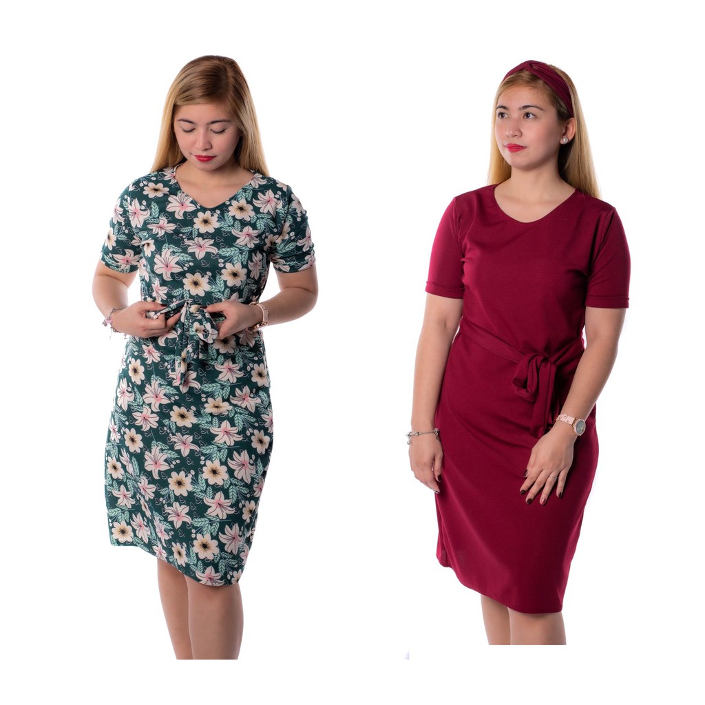 Women Casual Dress Free Size Fits Large Up To Xl Round Neck Short Sleeve Lace Shopee Philippines