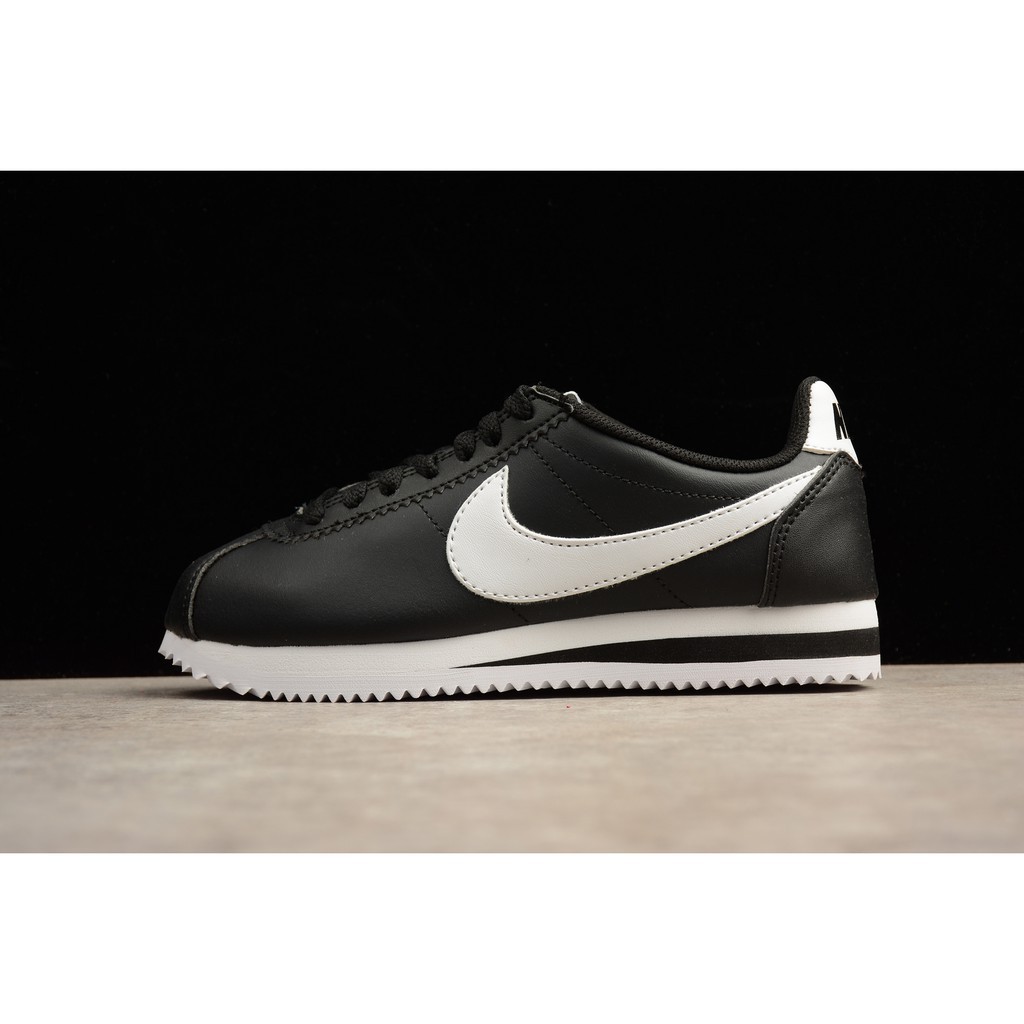 nike cortez black leather shoes