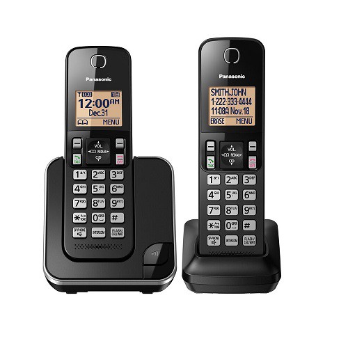 Panasonic KX-TGC352B Cordless Phone System - 2 Handsets, Call Block, Amber Backlit Display, DECT 6.0