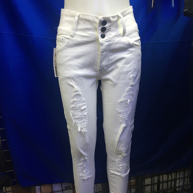 white pants ripped
