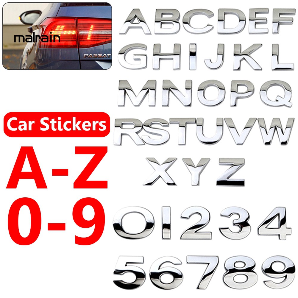Mal Number Letter Selfadhesive Auto Sticker Car Badge Decals Emblem