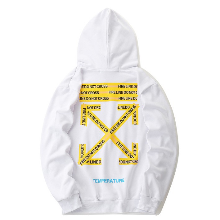 off white fire print hoodie