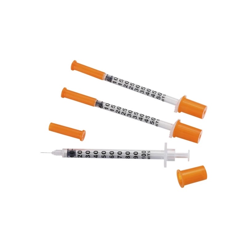 ▼{Negotiable price}1ml Disposable plastic sterile Insulin syringe Orange Cap Plastic Liquid Dispense #5