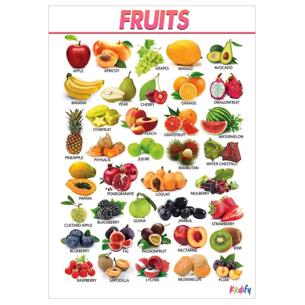 Fruits and Vegetables Educational Wall Chart & Kids Learning Materials