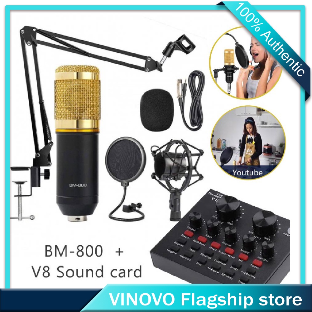 VINOVO 100 Original BM800 Condenser Microphone Kit With V8