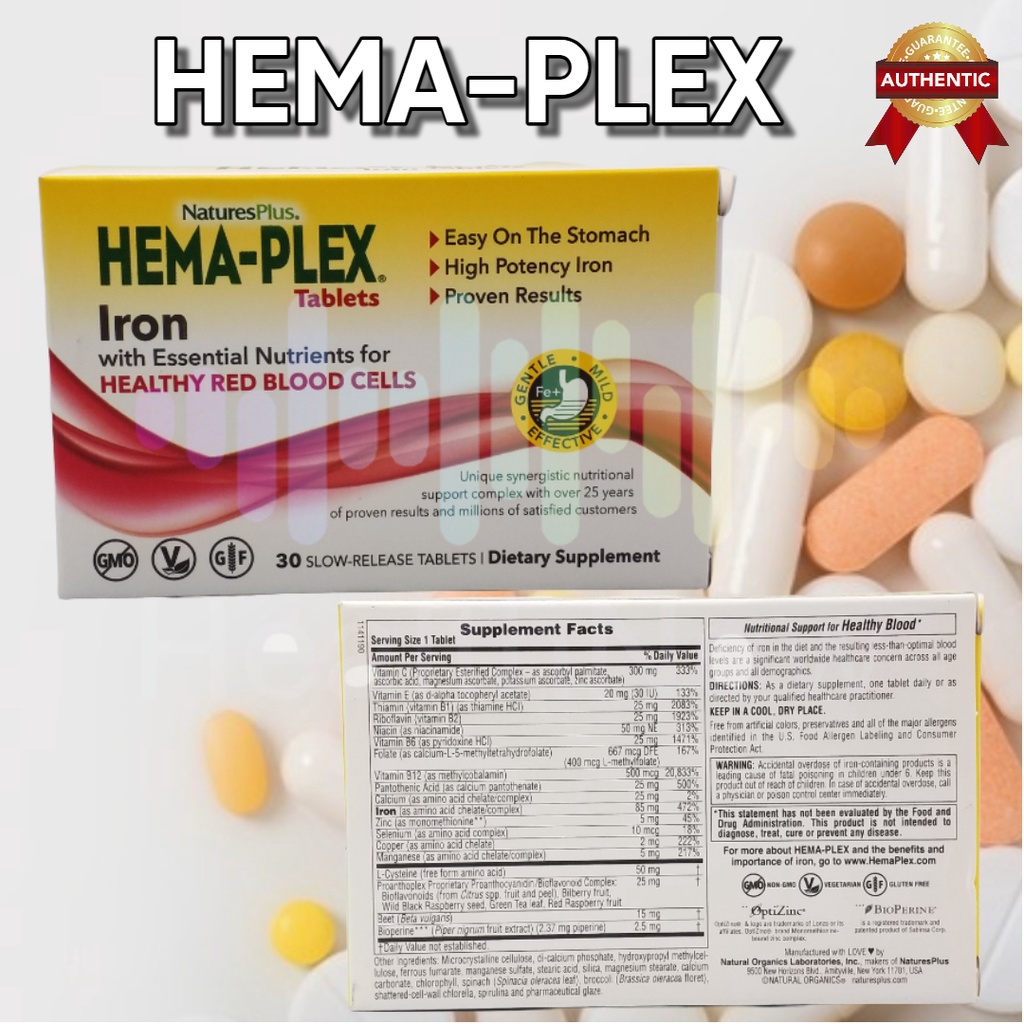 Naturesplus Hema Plex Iron 30 Slow Release Tablets Or 60 Softgels Shopee Philippines 5348