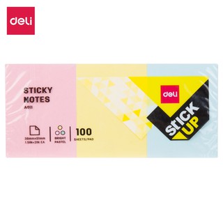 Deli EA01103 Sticky Notes 38×51mm Yellow, pink, blue asst. in 1 shrink film #3