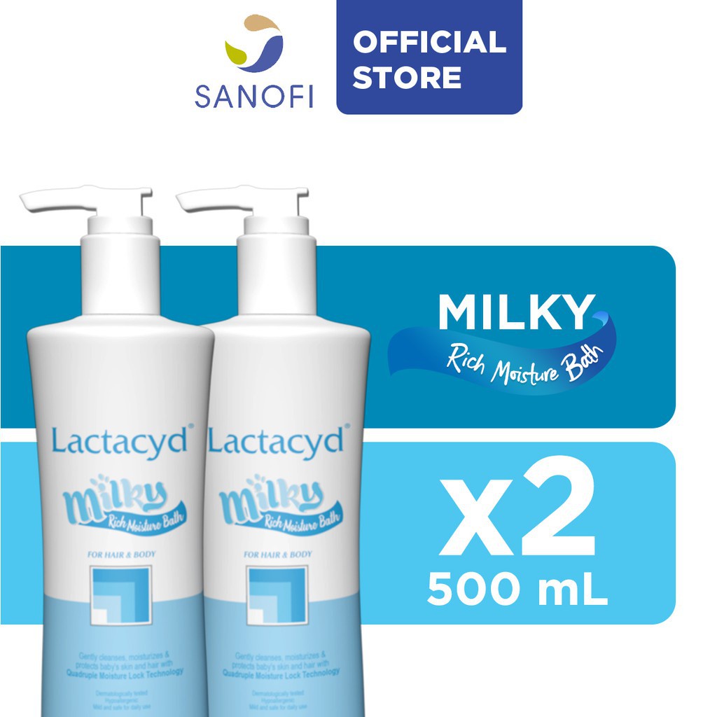 Lactacyd Milky Rich Moisture Bath 500ML (Bundle of 2) Baby Wash