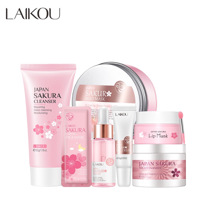 Laikou Sakura Skin Care Combo - 7PCS Set 20d2eac07821e6c49dc20ec079f3715a