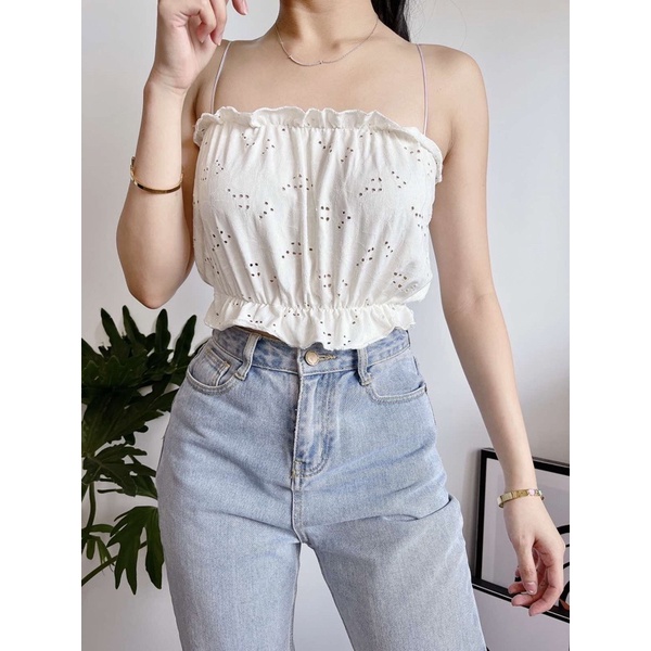 COD | TRENDY STRING EYELET TOP | Shopee Philippines