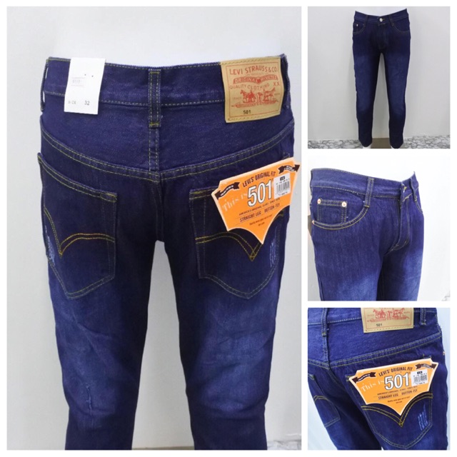 Denim blue Men's maong straight jeans | Shopee Philippines